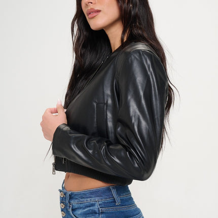 Coalition LA Zip Up Cropped Bomber Jacket