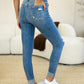 Judy Blue Full Size Mid Rise Destroy & Cuff Skinny Jeans