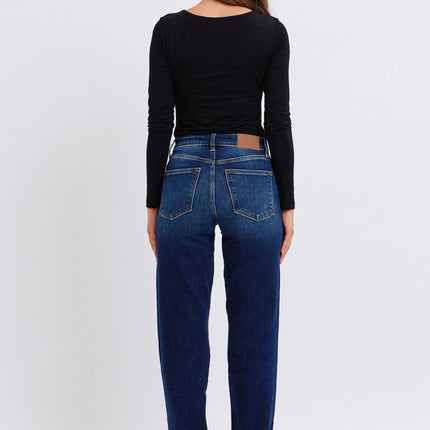 Judy Blue Full Size Raw Hem Straight Leg Jeans