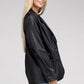 Sleek Pu Leather Blazer with Front Closure