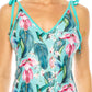 ONE PIECE BATHING SUIT FLORAL PRINT SHOULER TOP TI