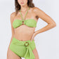 TWO PIECE HALTER NECKLINE BOW WITH BUCKLE