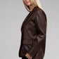 Sleek Pu Leather Blazer with Front Closure