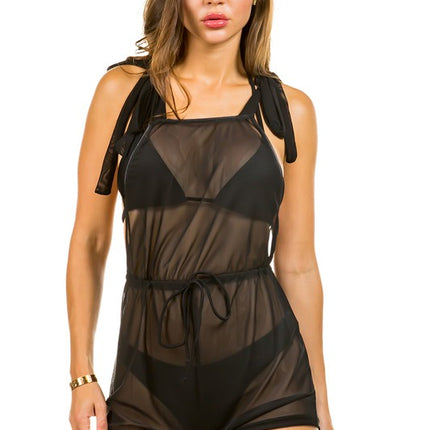 two piece swimsuit with jumpsuit coverup