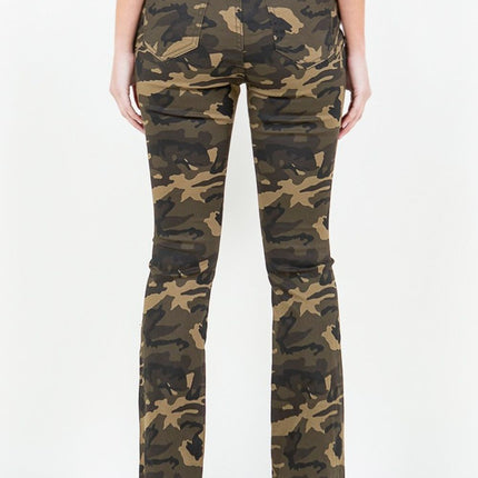 American Bazi V-Cut Ruched Camo Flare Pants