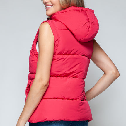 Snobbish Snap and Zip Closure Hooded Vest