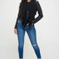 Coalition LA Knit Collared Faux Leather Crop Jacket