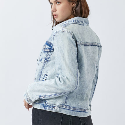 RISEN Button Up Washed Denim Jacket