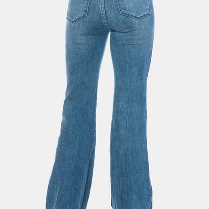 Judy Blue Full Size Tummy Control Cut Hem Flare Jeans