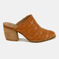 Beast Fashion Woven Checkerboard Block Heel Mule Shoes