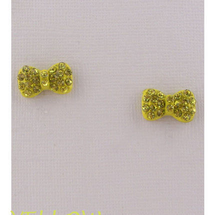 Bow earrings w/decorative rhinestones