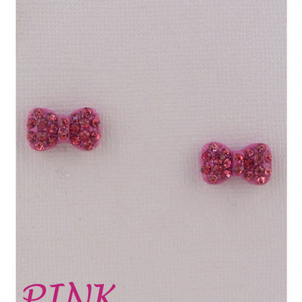 Bow earrings w/decorative rhinestones