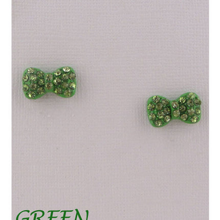 Bow earrings w/decorative rhinestones