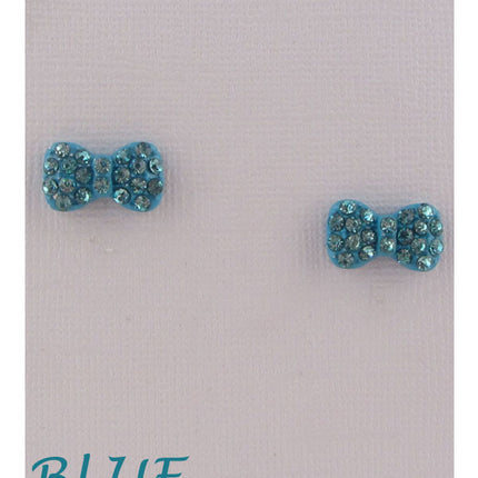 Bow earrings w/decorative rhinestones