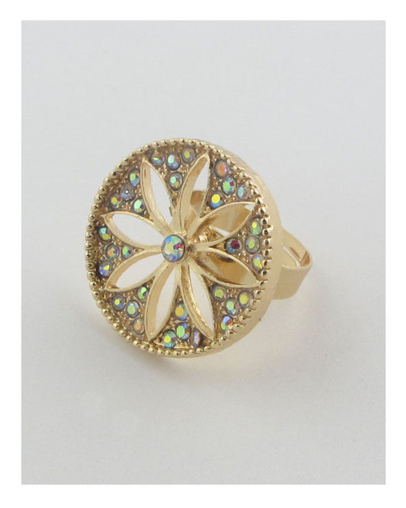 Adjustable cut out flower ring