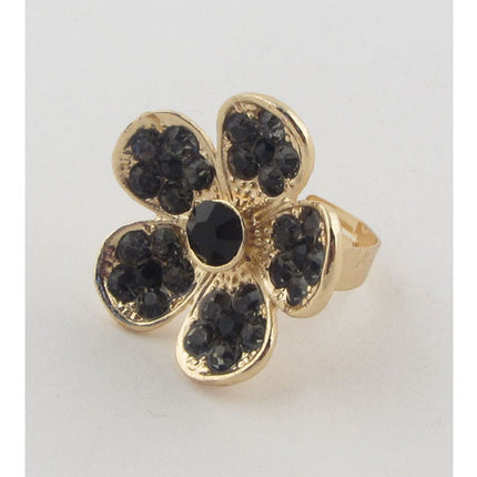 Flower rhinestone adjustable ring