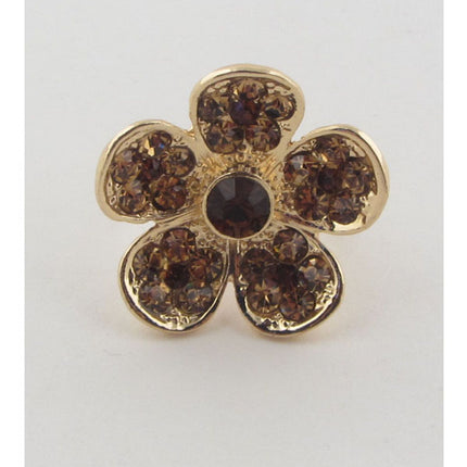 Flower rhinestone adjustable ring