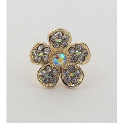 Flower rhinestone adjustable ring