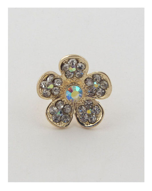 Flower rhinestone adjustable ring