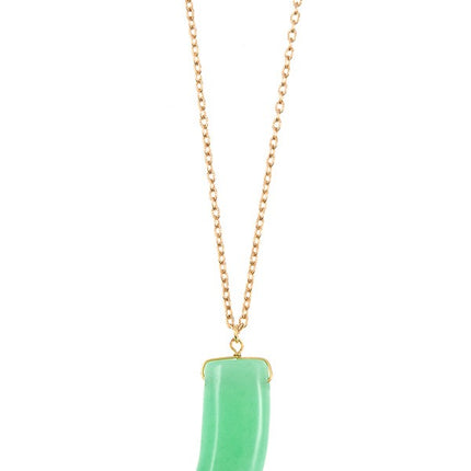 Elongated single horn pendant necklace