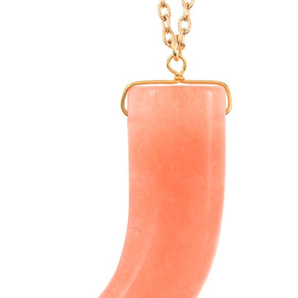 Elongated single horn pendant necklace