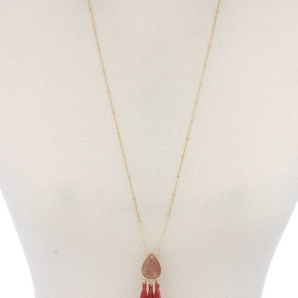 Teardrop Shape Tassel Pendant Necklace