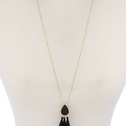 Teardrop Shape Tassel Pendant Necklace