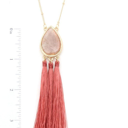 Teardrop Shape Tassel Pendant Necklace