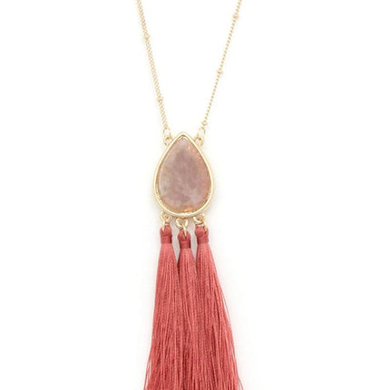 Teardrop Shape Tassel Pendant Necklace