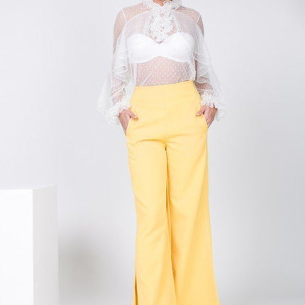 Side Slit Detail Wide Leg Pants