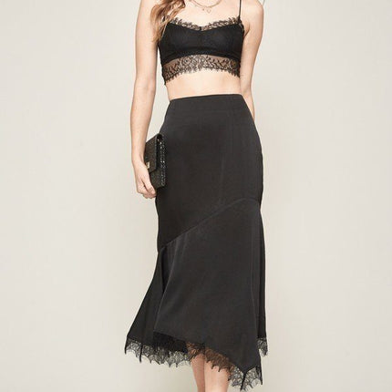 A Solid Woven Midi Skirt