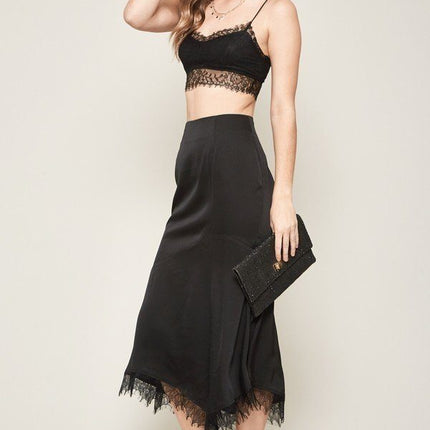 A Solid Woven Midi Skirt