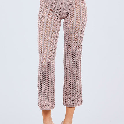 Flare Long Fishnet Sweater Pants