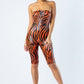 Zebra Print Tube Romper With Front O Ring Zipper Detail