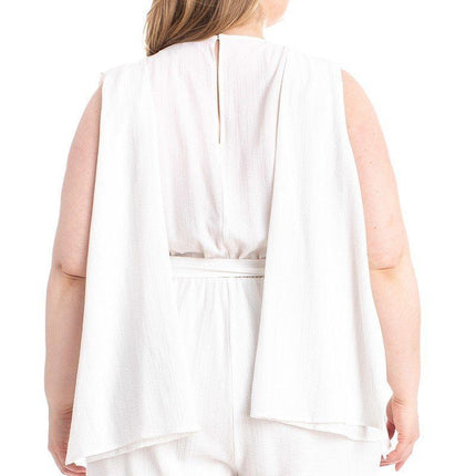 Shimmer Fabric Draped Open Sleeve Romper