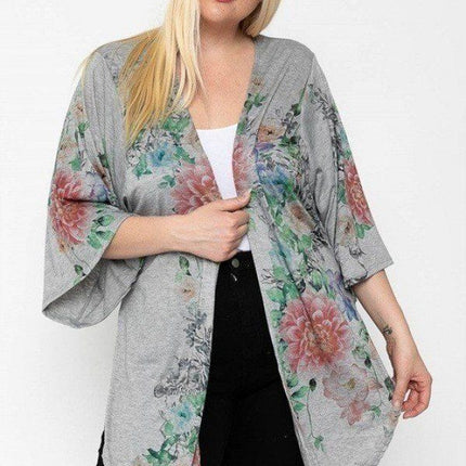 Floral Print, Long Body Cardigan