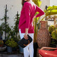 V Neck 3/4 Sleeve Side Slit Hi-lo Sweater