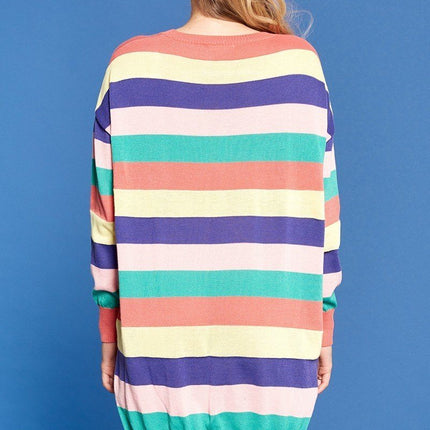 Multi-colored Striped Knit Sweater Dress