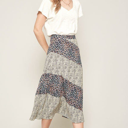 A Floral-print Woven Midi Skirt