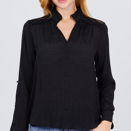 V-neck Button Down Woven Top