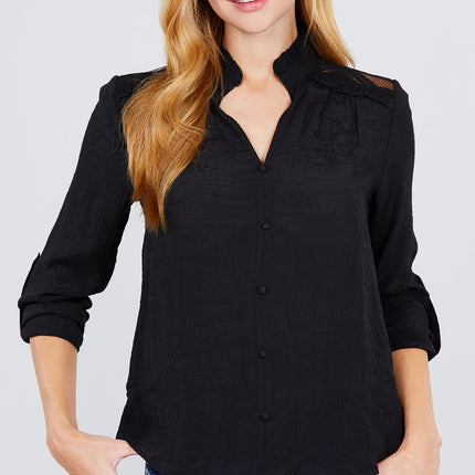 V-neck Button Down Woven Top