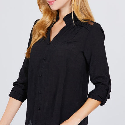 V-neck Button Down Woven Top