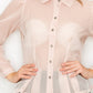 Organza Pleated Long Sleeve Blouse