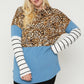 Plus Size Color Block Hoodie Featuring A Cheetah Print