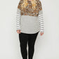 Plus Size Color Block Hoodie Featuring A Cheetah Print