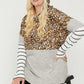 Plus Size Color Block Hoodie Featuring A Cheetah Print