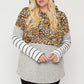 Plus Size Color Block Hoodie Featuring A Cheetah Print