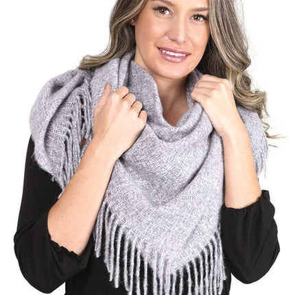 Solid Color Blanket Scarf With Fringes