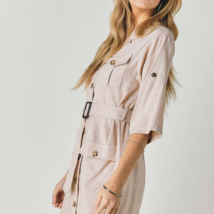 Drop Shoulder With Saist Tie Belted Dress