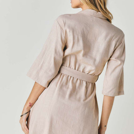 Drop Shoulder With Saist Tie Belted Dress